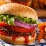 Homemade Healthy Vegetarian Quinoa Burger with Lettuce and Tomato